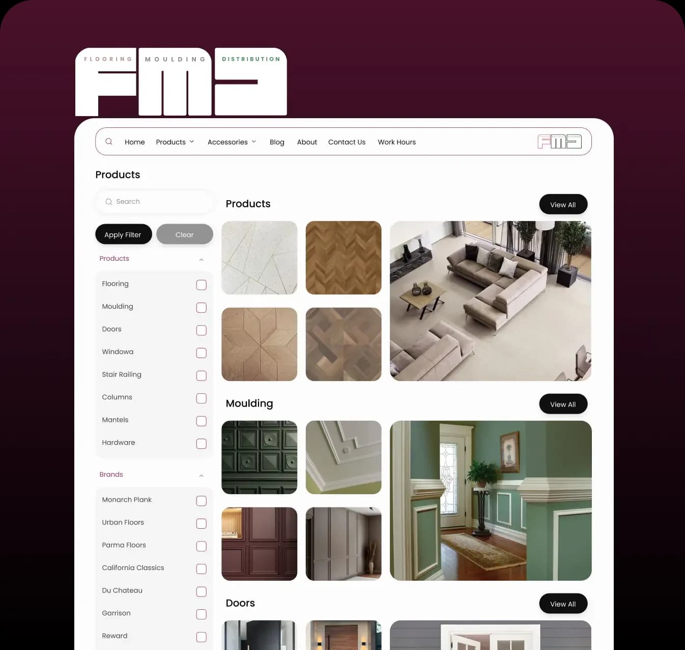FMD |  وب‌سایت برند لوکس کفپوش کابینت در و پنجره در آمریکا - تصویر راهکار